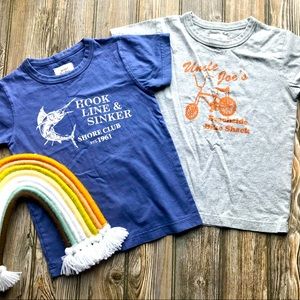 Mini Boden boys cotton fishing & retro bike T-shirts 5-6